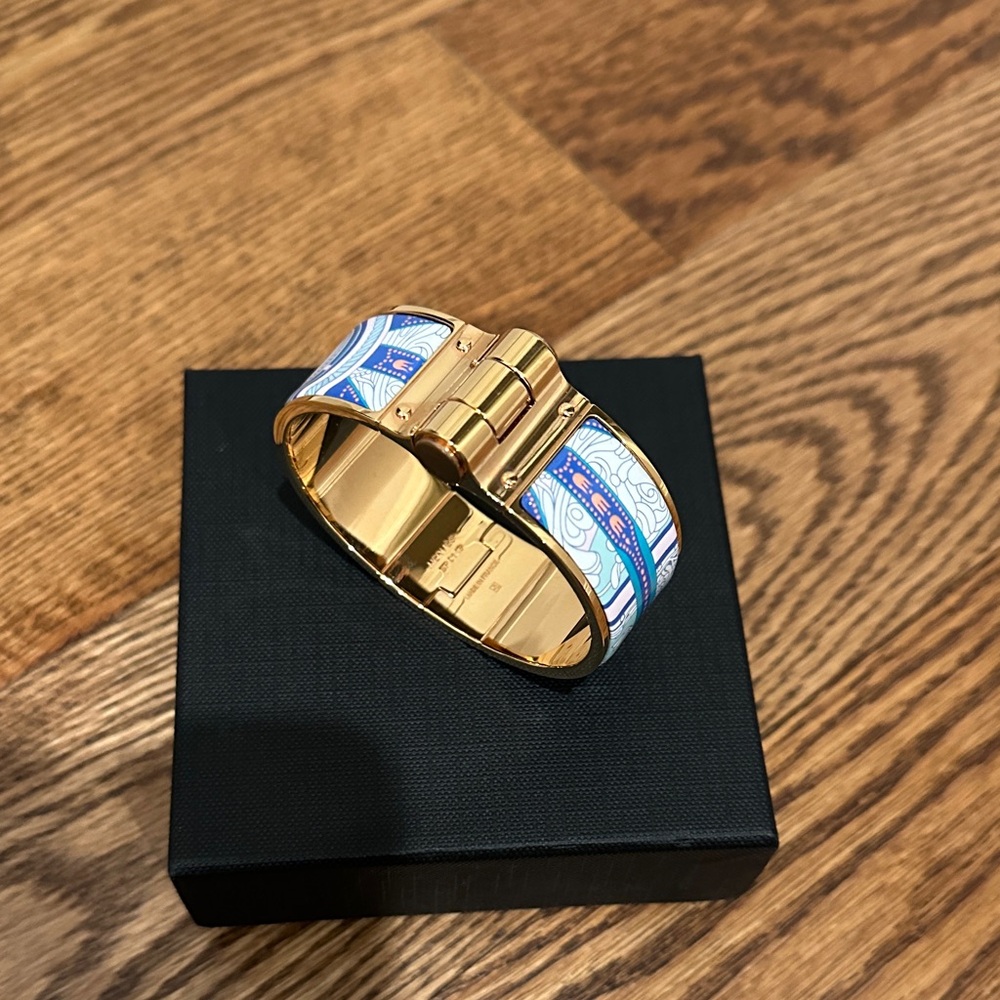 Hermes Gold and Blue Women's Cuff Bracelet